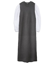 布帛スリーブドッキングデザインワンピース