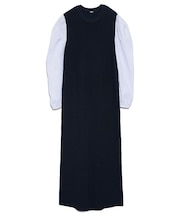 布帛スリーブドッキングデザインワンピース