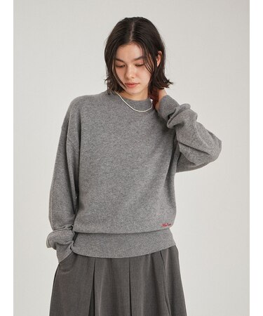 wool100％クルーネックベーシックニットトップス