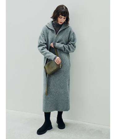 【New Year Special Item】ベスト×ハーフジップニットワンピース