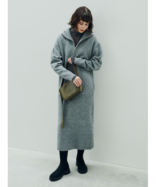 【New Year Special Item】ベスト×ハーフジップニットワンピース