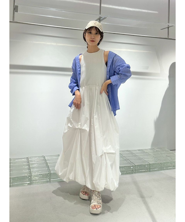 膨れジャガードカットドッキングワンピース