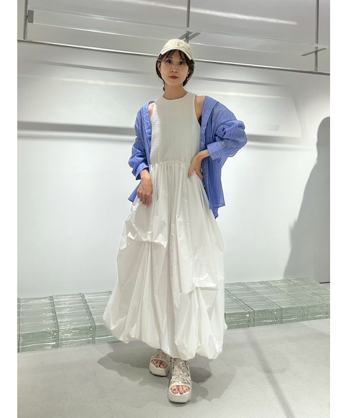 膨れジャガードカットドッキングワンピース