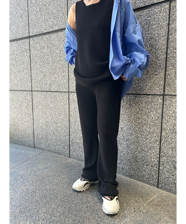 リネン混ニットパンツ