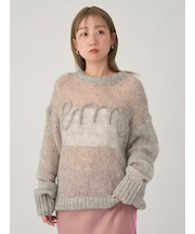emmiロゴモヘアニットトップス