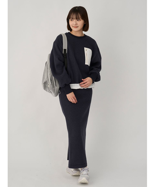 フリースプルオーバー×スカートセット