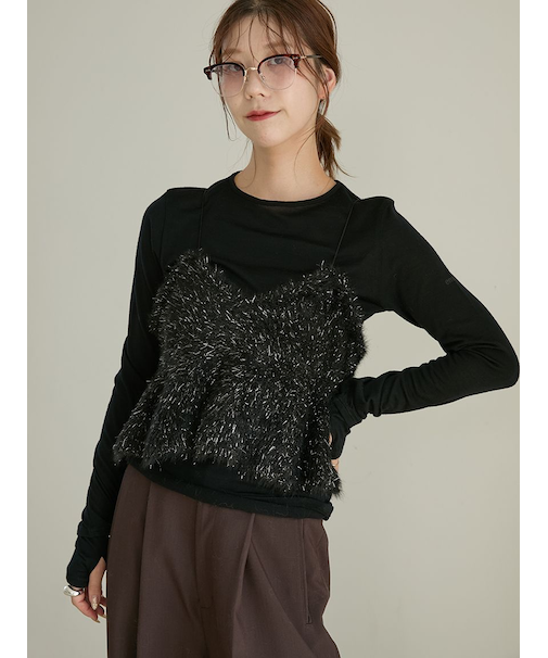 フェザーラメニットビスチェ