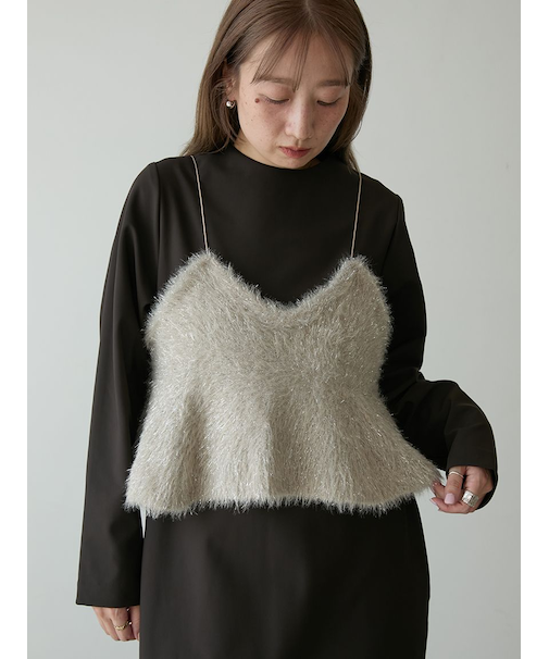 フェザーラメニットビスチェ