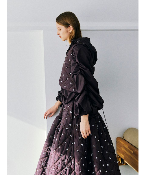 撥水 ギャザーフーディーブルゾン