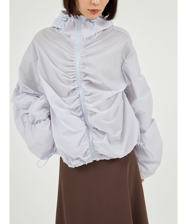 撥水 ギャザーフーディーブルゾン