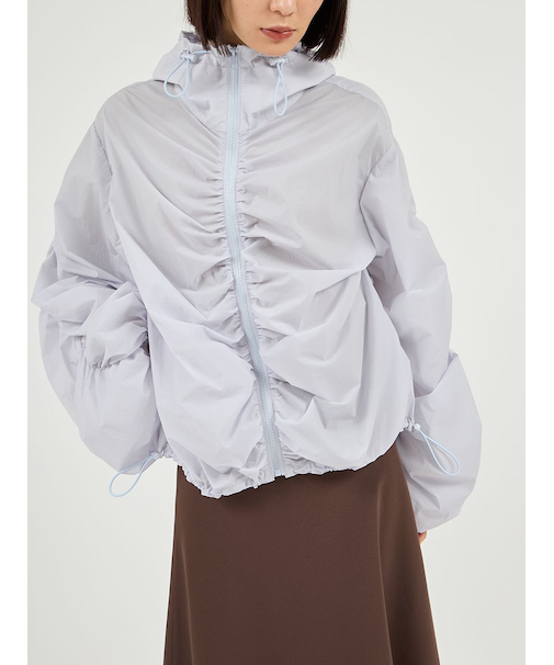 撥水 ギャザーフーディーブルゾン