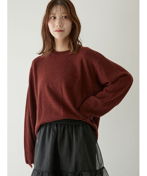 【セットアップ対応】ラムウールオーバーニットトップス