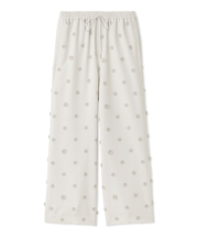 フラワーエンブロイダリーウエストゴムパンツ