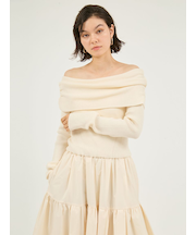 オフショルニットドッキングワンピース