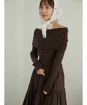 オフショルニットドッキングワンピース