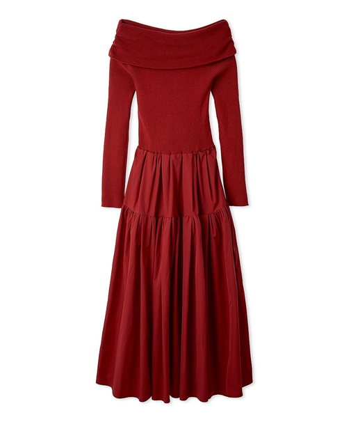 オフショルニットドッキングワンピース