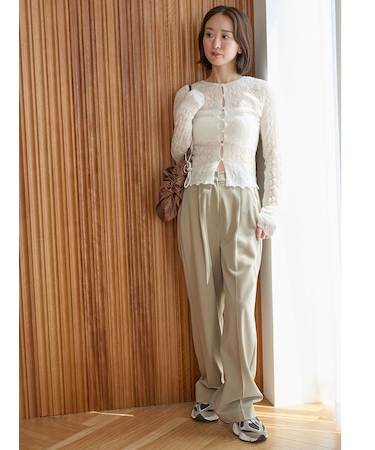 【セットアップ対応】ワイドレッグタックパンツ