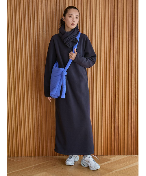 【セットアイテム】eco ストール付きフリースワンピース