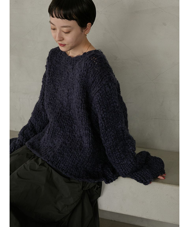 ウール混ハンドニットプルオーバー