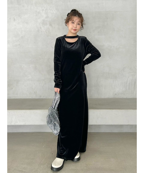 ￼￼ベロアIラインワンピースドレス ベロアIラインワンピース｜エミの通販｜&mall（アンドモール）三井