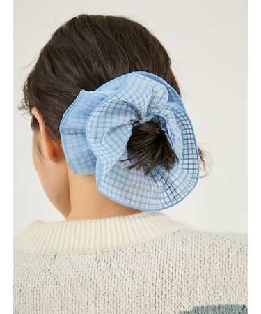 チェックオーガンジーシュシュ