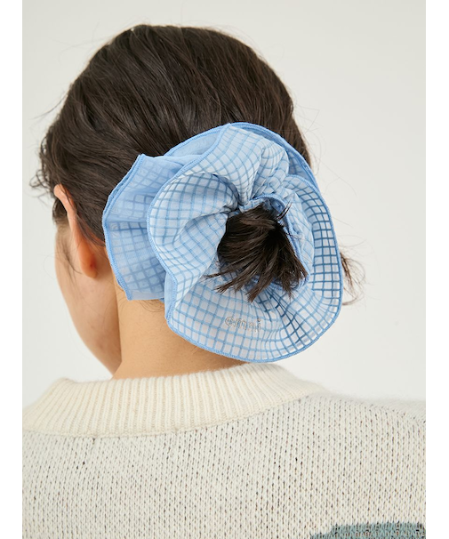 チェックオーガンジーシュシュ