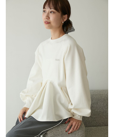 ペプラムラメ裏毛プルオーバー