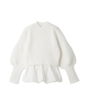 ペプラム裾ニットドッキングトップス