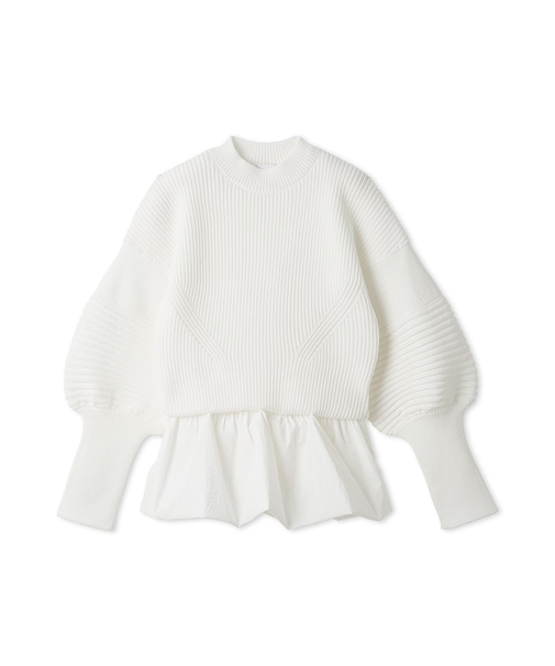 ペプラム裾ニットドッキングトップス