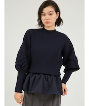 ペプラム裾ニットドッキングトップス