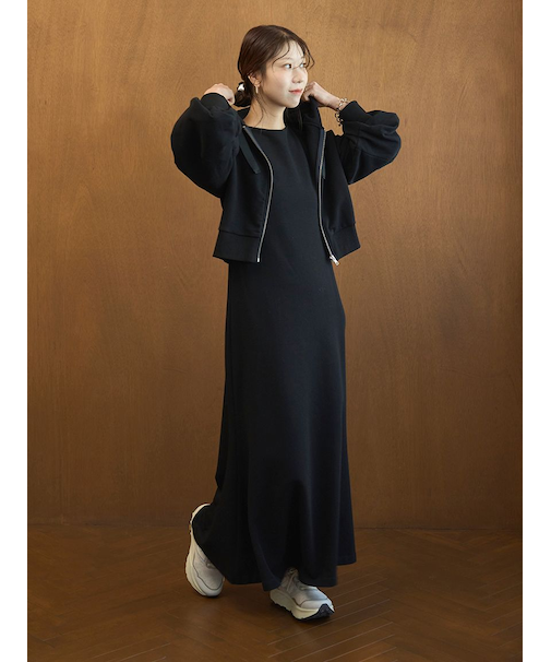 裏毛フーディー×ワンピースセット