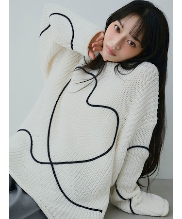 【HEART】 【ONLINE限定カラーあり】ハートエンブロイダリーニット