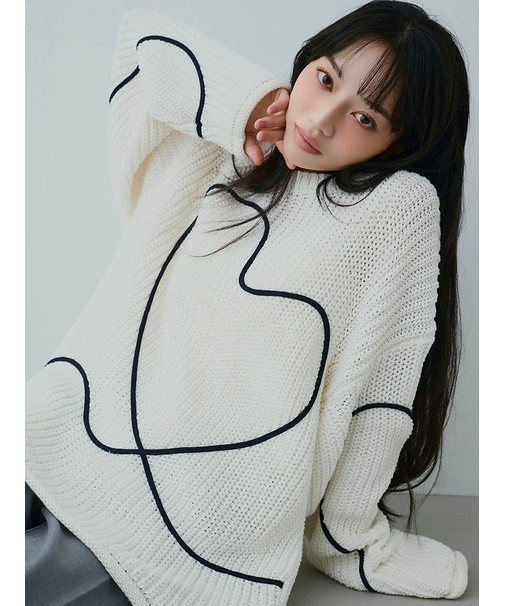 【HEART】 【ONLINE限定カラーあり】ハートエンブロイダリーニット