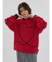【HEART】 【ONLINE限定カラーあり】ハートエンブロイダリーニット