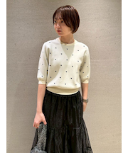 【HEART】 eco ハーフスリーブハートジャガードニット【アンサンブル可能】