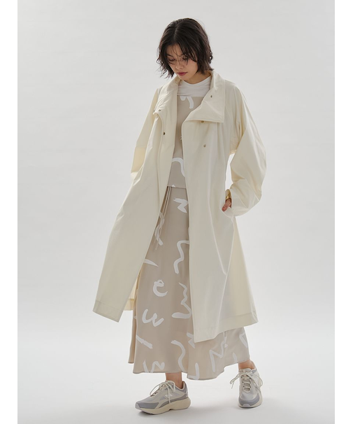 ボリュームスリーブロングコート/撥水