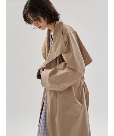 ボリュームスリーブロングコート/撥水