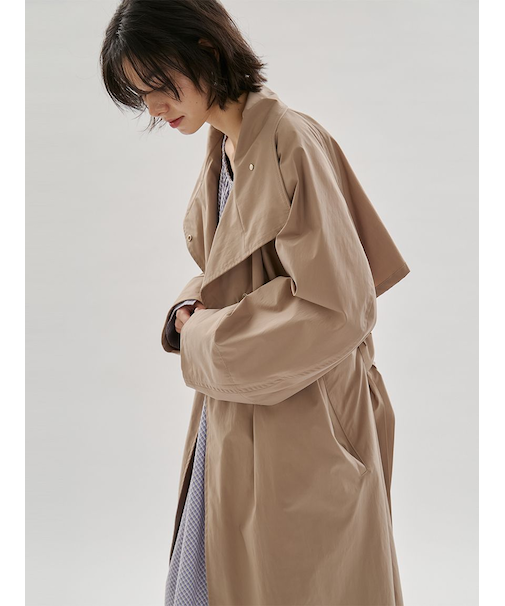 ボリュームスリーブロングコート/撥水