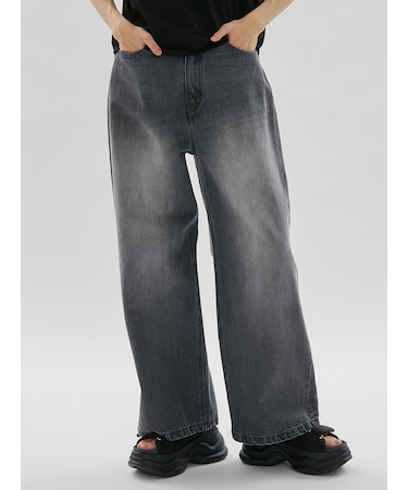 ウエストゴムルーズデニムパンツ