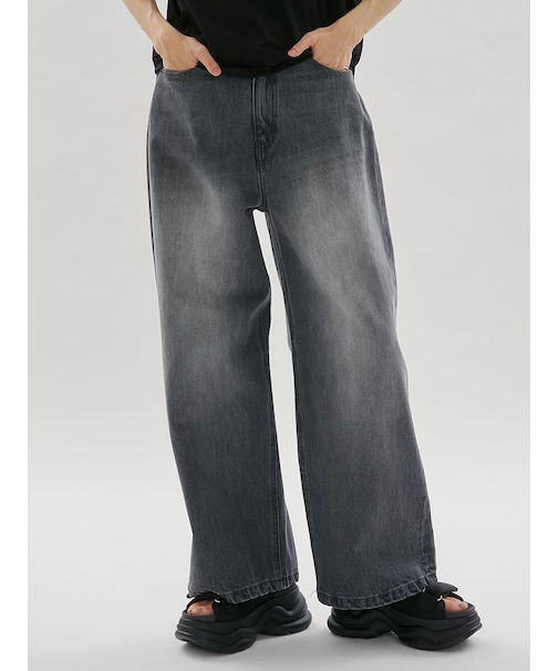 ウエストゴムルーズデニムパンツ