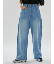 ウエストゴムルーズデニムパンツ