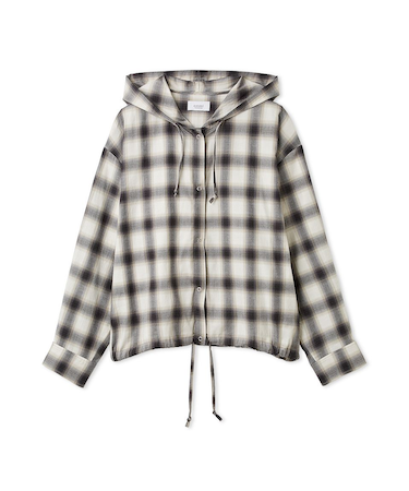 チェックフーディーシャツ