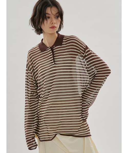 シアーボーダーポロニット｜エミの通販｜&mall（アンドモール）三井