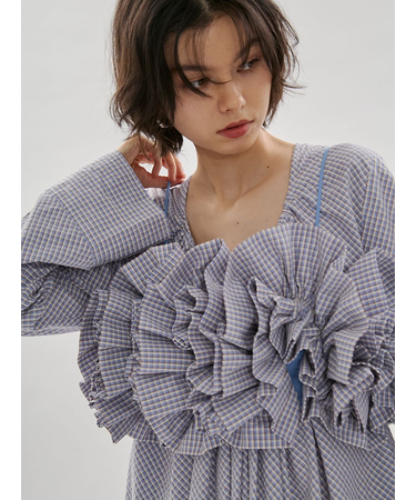 チェックフリルビスチェ【セットアップ対応】