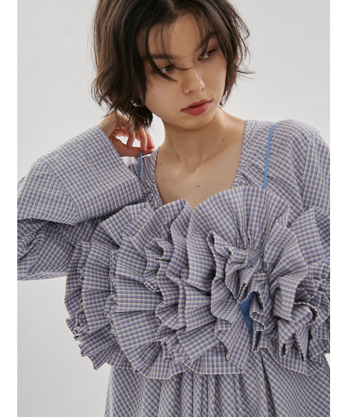 チェックフリルビスチェ【セットアップ対応】