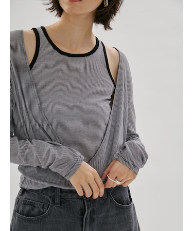 レイヤードライクカットソー/接触冷感