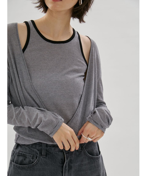 レイヤードライクカットソー/接触冷感