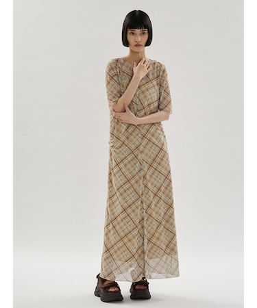 シアーメッシュチェックワンピース