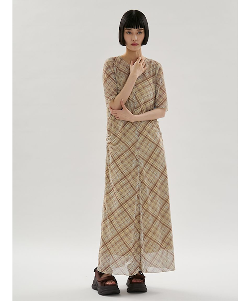 シアーメッシュチェックワンピース