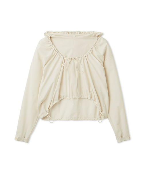 【Movique】ギャザーショートフーディー/撥水/UVカット/接触冷感